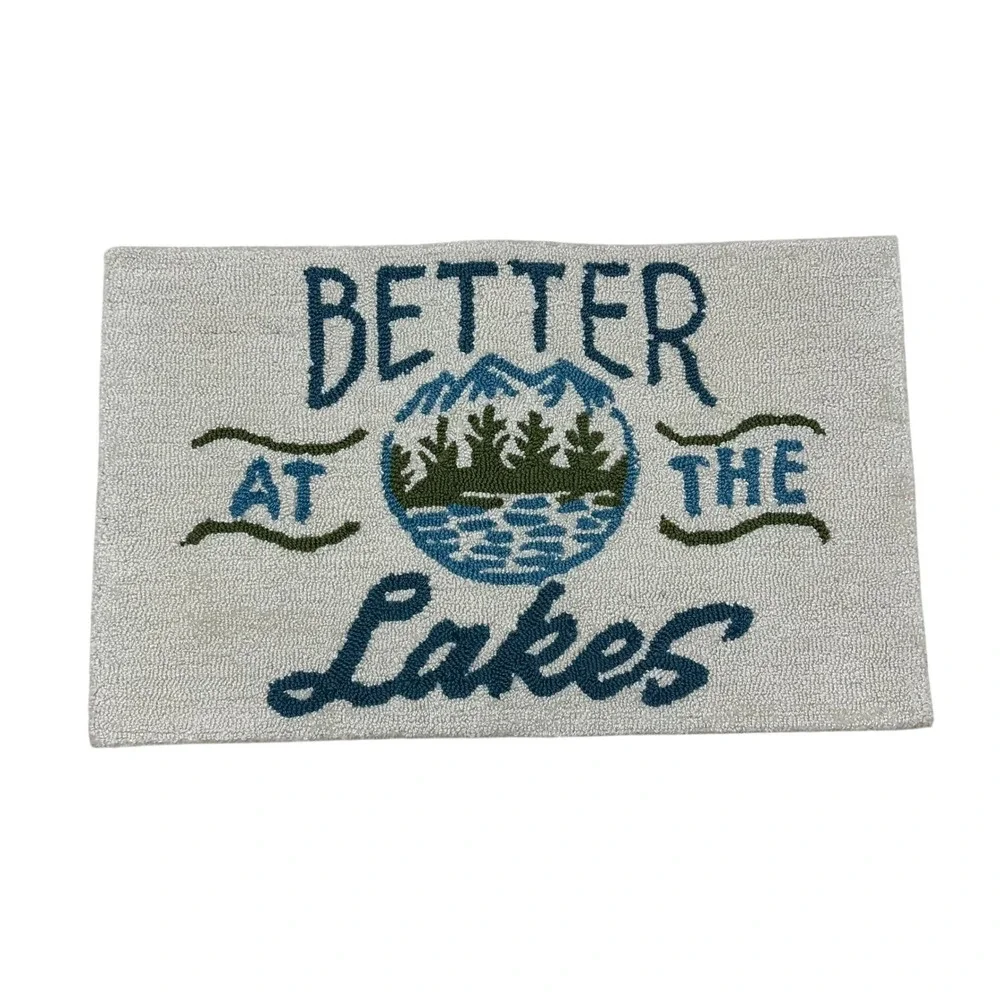 Better at the Lakes Set of 2 Accent Rug Blue‎ Green Cream Rustic Lodge 18x30